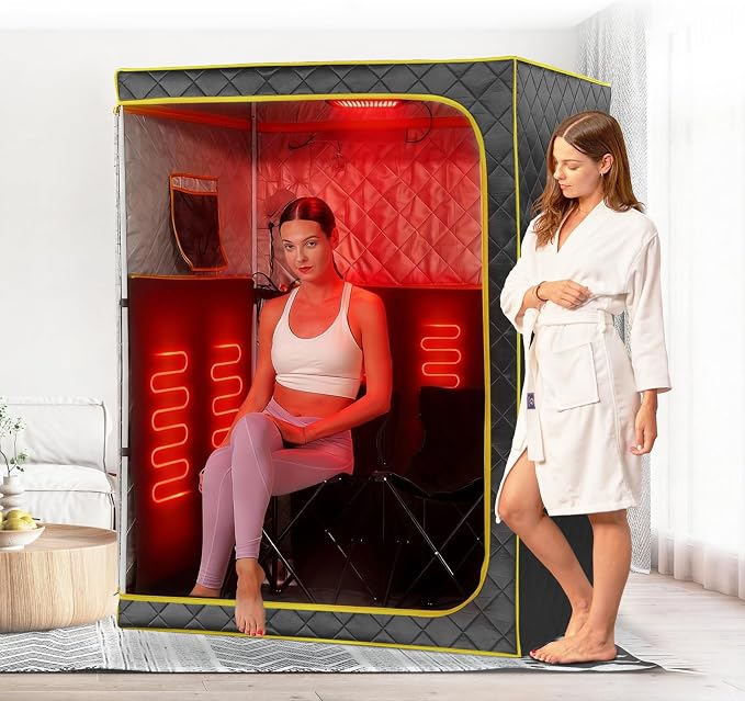 Portable 1-2 Personl Infrared Saunas for Home, Full Spectrum Infrared Sauna, Full Size Large Space Spa, 2 Portable Upgrade Chair, Oversize Full Body Home Sauna Spa for Relaxation & Detox