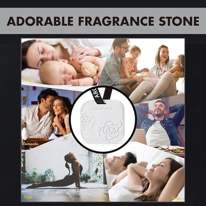 Diatomite Camelia Aroma 5 ML, Non-Electric Ceramic Diffusers and Aromatherapy Fragrance, White Ceramic Diffusers in Car or Desk Office Decor and Small Bathroom at Home (Light Grey)