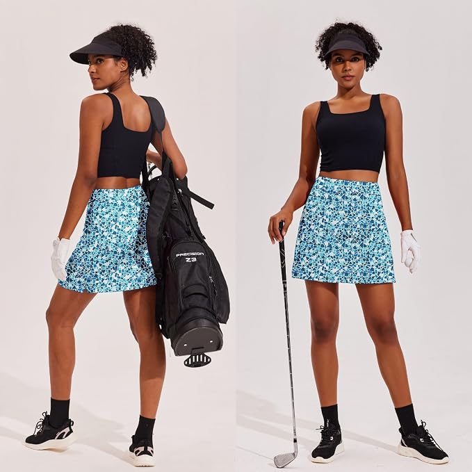 Ekouaer 16" Skorts for Women with Pockets Golf Pickleball Tennis Skirt | Silicone Grippers,2 Inner Pockets,Wide Waist,Side Slit Hem,Breathable,Soft,Lightweight