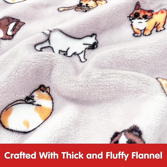 Waitu Wearable Blanket for Kids, Wearable Blanket Hoodie Gifts for Teens Girls and Boys, Warm Blanket Sweatshirt for Teenage, Thick Flannel Hoodie Blanket with Sleeves - Cat Gray