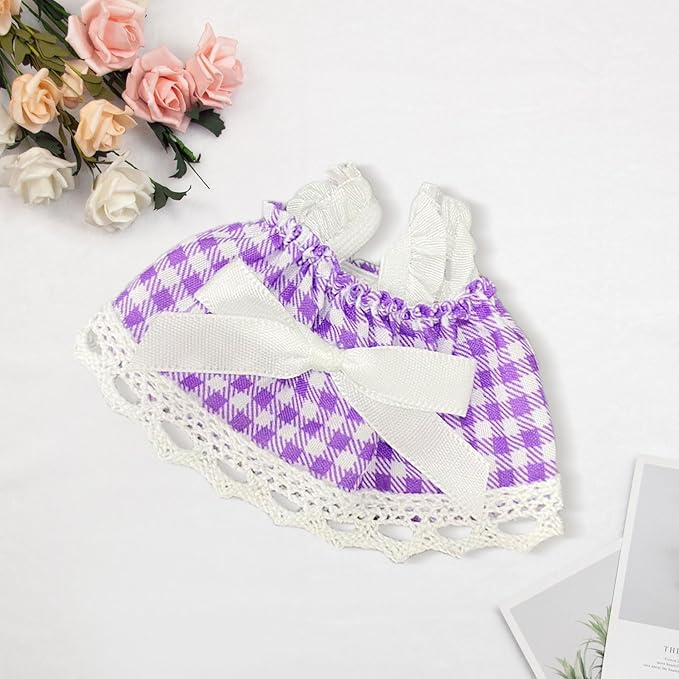 5 Outfits for 17cm Dolls (No Doll) – Stylish Mini Doll Clothes Set with Shoes, Hats, Bags & Bows – Cute Dress-Up Fashion Gift for Girls (B3, 5)