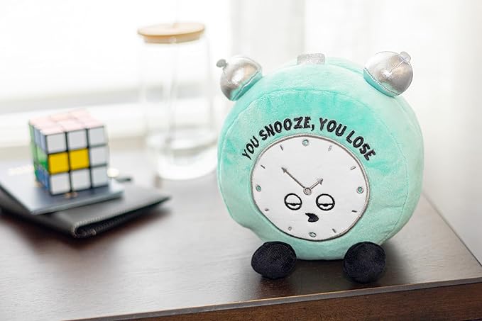 Alarm Clock Plushie - You Snooze, You Lose Funny Clock Plush, Sassy & Novelty Plush Toy for Gifting