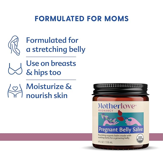Motherlove Pregnant Belly Salve (4 oz) Moisturizing Organic Balm to Use on Growing Belly (Pack of 2)