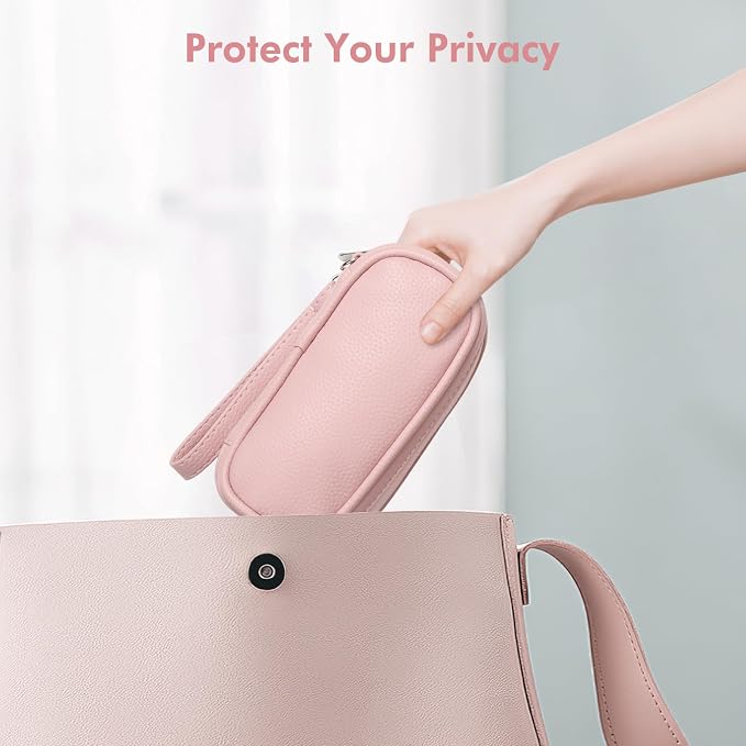 Tampon Holder for Purse, Portable Period Bag with Handle,Travel Pads Tampons Pouch, Pu Leather Small Tampon Organizer Case for Feminine Products, Waterproof Period Bags for Women