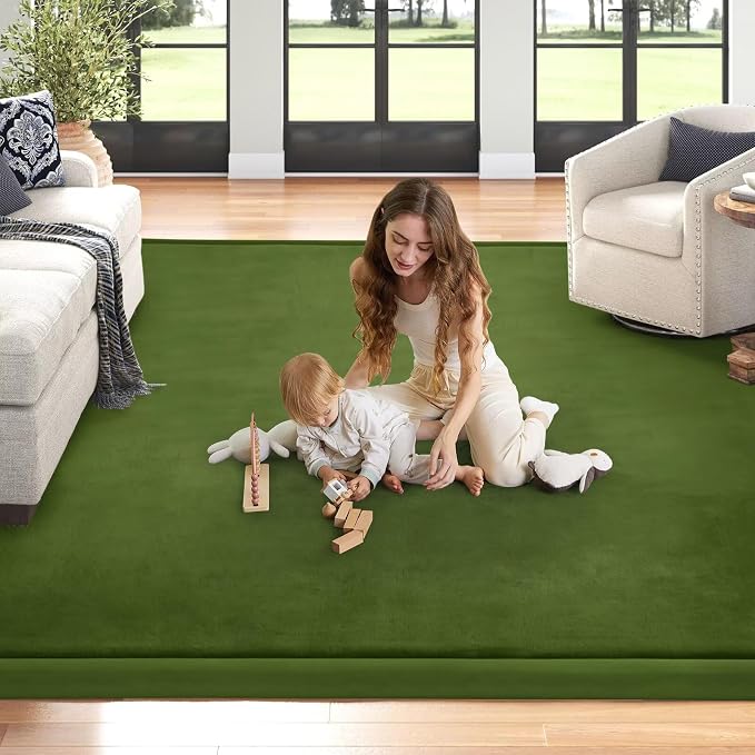 Baby Play Mat for Floor Nursery Muscle Mat Area Rug Playroom Rug 50"x50" Elastic Foam 1.3" Thick Crawling Mat for Babies,Toddlers, Infants,Kids (Moss Green)