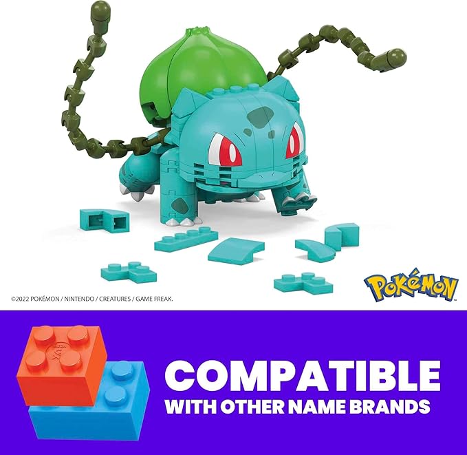 MEGA Pokemon Action Figure Building Toys, Bulbasaur with 175 Pieces, 1 Poseable Character, 4 Inches Tall, Gift Ideas for Kids