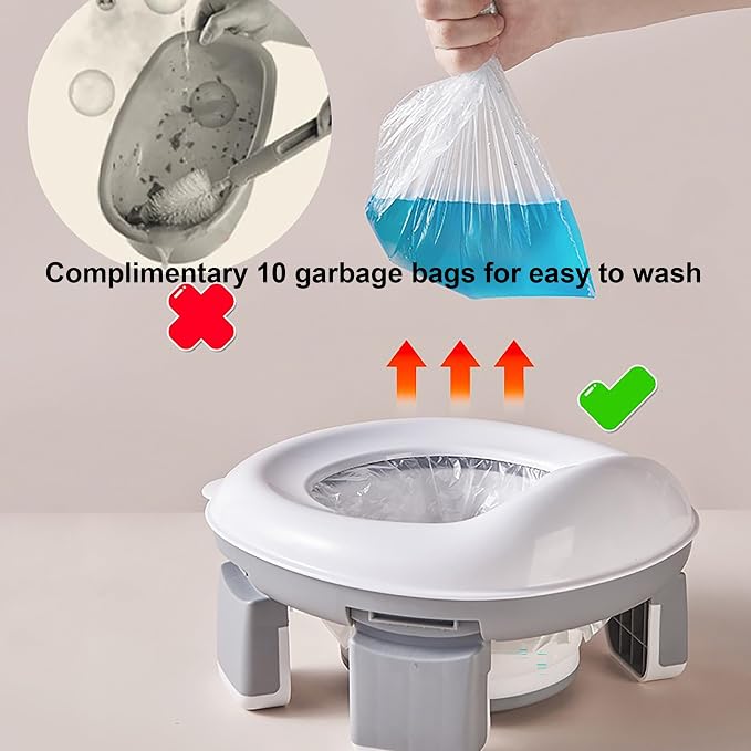 Children's Toilet Collapsible Outdoor Travel Potty Baby's Pee Pail Portable Toilet (Gray)