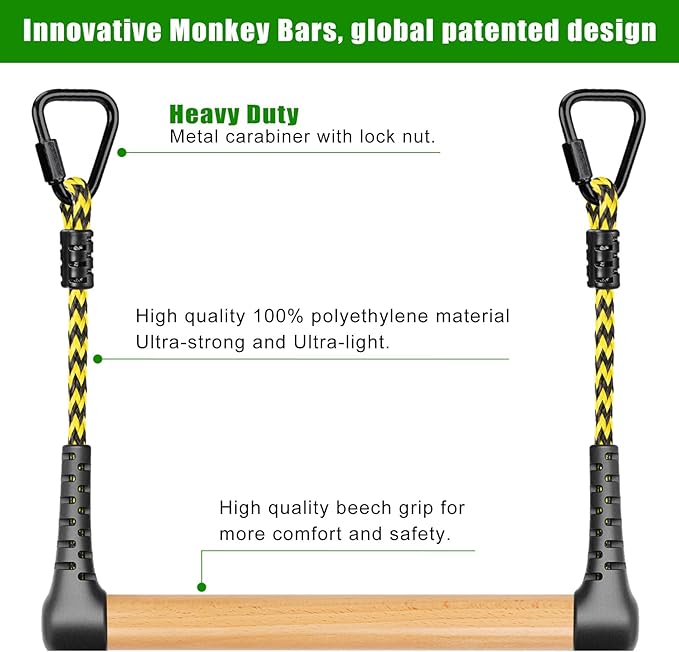 SELEWARE 2-Pack Kids Monkey Bars for Backyard & Indoor – Hanging Monkey Bars Ninja Line Accessories, Ninja Warrior Accessories for Obstacle Course Training