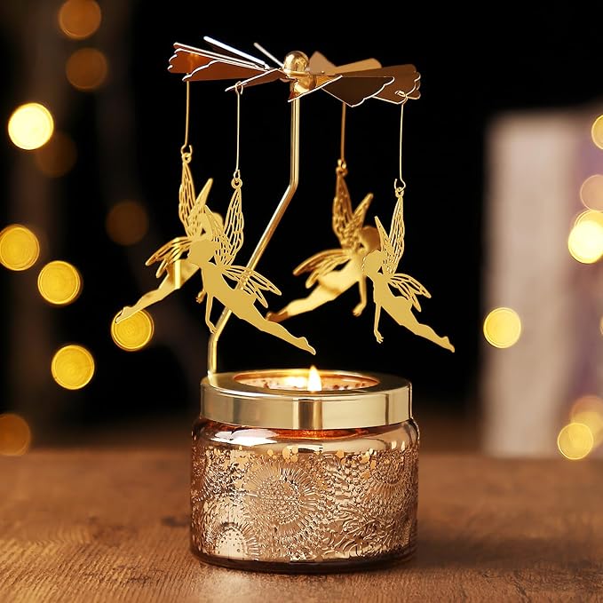 Girl with Wings Rotating Candle, Gifts for Women Mom Daughter Sister Wife | Birthday Gifts for Women Friendship, Unique Scented Candle Gift for Christmas Anniversary Mothers Day