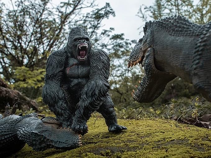 Gorilla VS Vastatosaurus Rex Dinosaur Toys with Realistic Rock Action Figure Rampage Gorilla Fight Tarbosaurus Animal Figurines for Role Playing for Kids