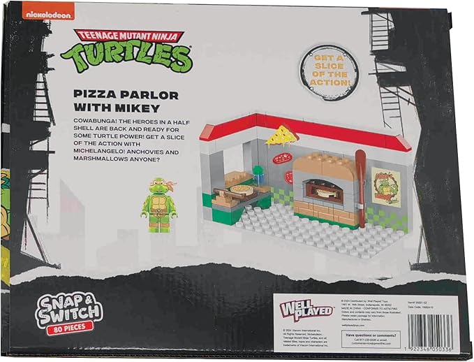 Snap & Switch Teenage Mutant Ninja Turtles Pizza Parlor with Mikey Playset - Buildable Toy Set for Creative Play and Fun - Ages: 6+
