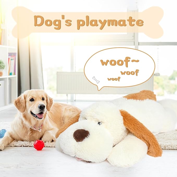 MorisMos Giant Dog Stuffed Animals, 31inch Large Dog Plush Soft Big Puppy Pillow Toy Gifts for Kids, Girls, Boys, White