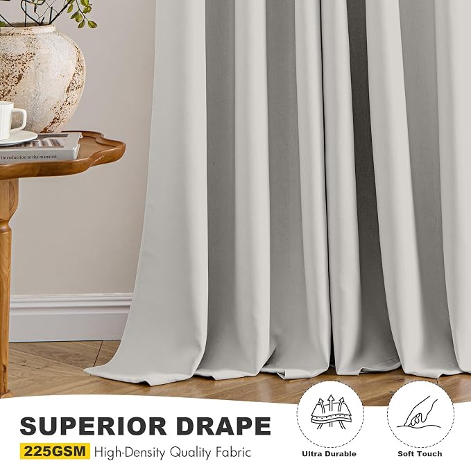 MIULEE Blackout Curtains for Bedroom 2 Panels 40x84 Inch Long Natural White | Thermal Insulated, Living Room Darkening Grommet Drapes, Noise Reducing, Light Blocking Window Treatments