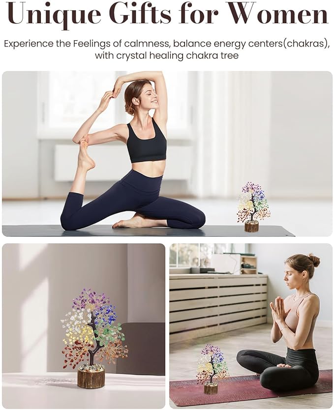 7 Chakra Crystal Tree of Life - Upgrade Gift Box, Valentine's Day Gift, Unique Birthday Gifts for Women, Chakra Healing Trees for Desk Decor, Positive Energy, New House Warming Gift, Gifts for Mom