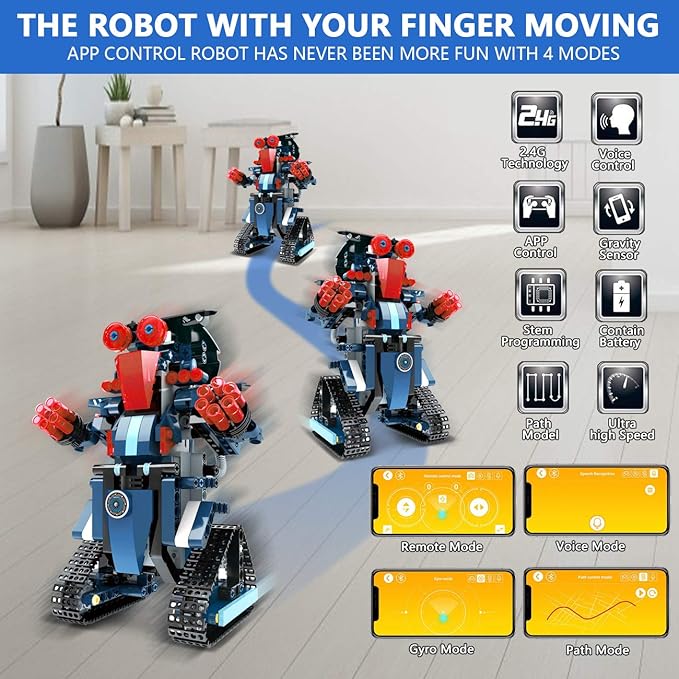 STEM Robot Toys for Kids, Science Building Block Kit for Boy and Girl, Educational Remote Control Toy with App Control for Learning for 8 9 10 11 12 13 Year Old Boys and Girls (Dark Blue)