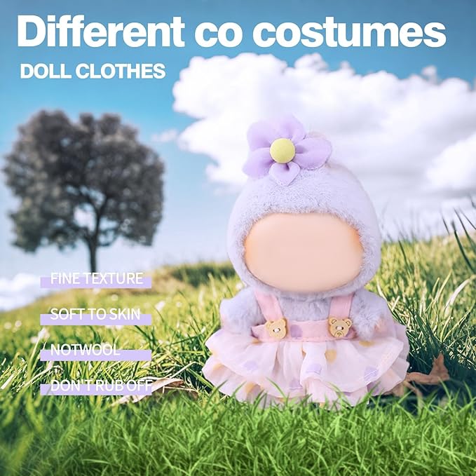 17 Cm Doll Clothes (No Doll) - Premium Doll Clothing & Accessories, Summer Straw Hat Set - Lace Straw Hat+Yellow Dress(Style K)