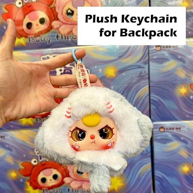 CALEMBOU Plush Doll Blind Box Figure, 5'' Cute Stuffed Animal Blind Plush Mystery Box, Kawaii 1 of 8 Possible Mystery Collectible Soft Charm Plush Keychains Xmas Birthday Gifts (Romantic Ocean Series)
