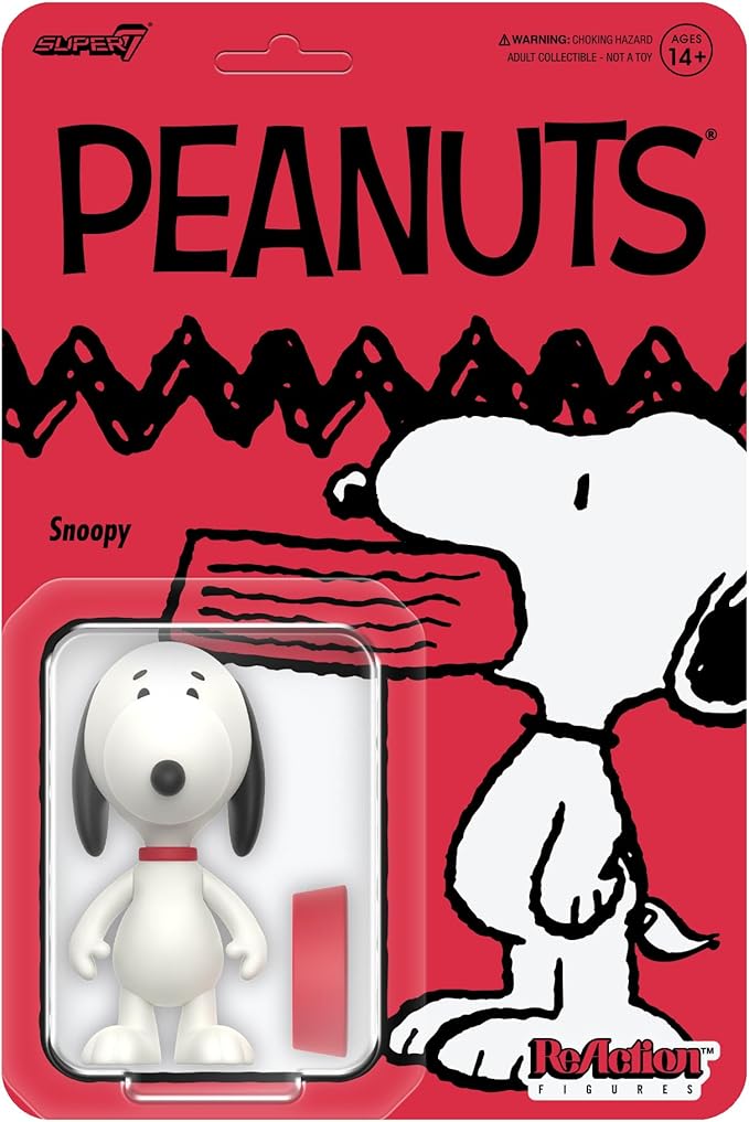 Super7 Peanuts Snoopy Reaction Figure - 3.75" Peanuts Action Figures with Accessory Classic Cartoon Collectibles and Retro Toys