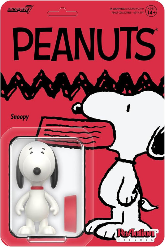 Super7 Peanuts Snoopy Reaction Figure - 3.75" Peanuts Action Figures with Accessory Classic Cartoon Collectibles and Retro Toys