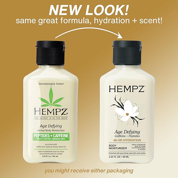 HEMPZ Body Lotion Age Defying - Shea Butter Daily Moisturizing Cream, Shea Butter Hand and Body Moisturizer - Hemp Lotion - Skin Care Products, Hemp Seed Oil - Mini, 2.25 oz.