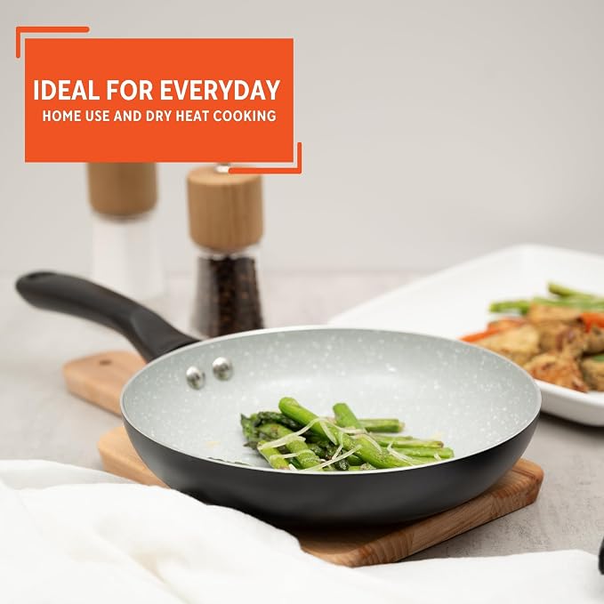 IMUSA 8 Inch Premier Cera Aluminum Speckled Gray Ceramic Fry Pan | Cookware with Nonstick Surface, PTFE-Free, Lightweight, Ideal for Eggs, Meat, Fish, Versatile Skillet