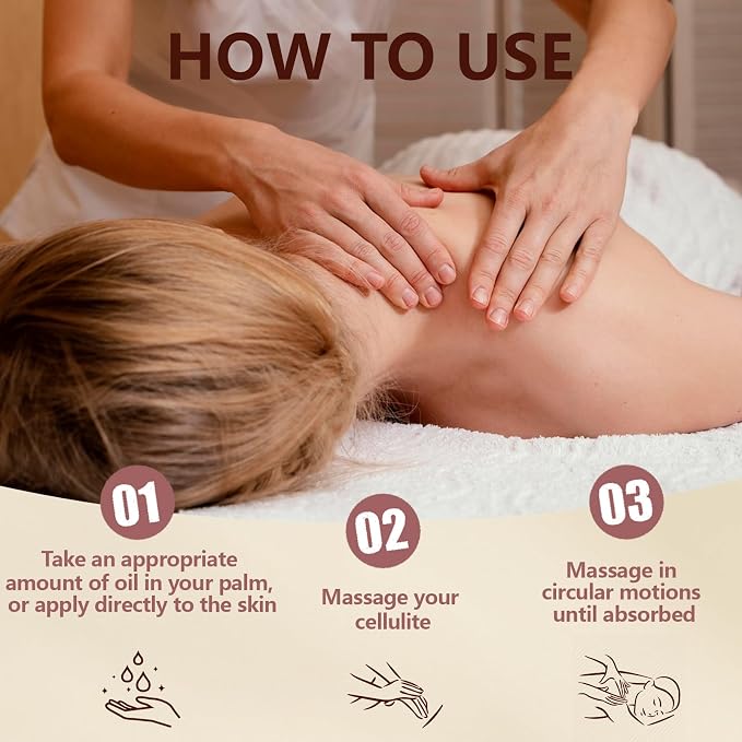 Pjordo Anti Cellulite Massage Oil for Massage Therapy, 100% Natural & Pure Body Firming Oil for Reducing Cellulite, Firming & Moisturizing Skin, Fast Absorbing, Cellulite Remover for Leg & All Body