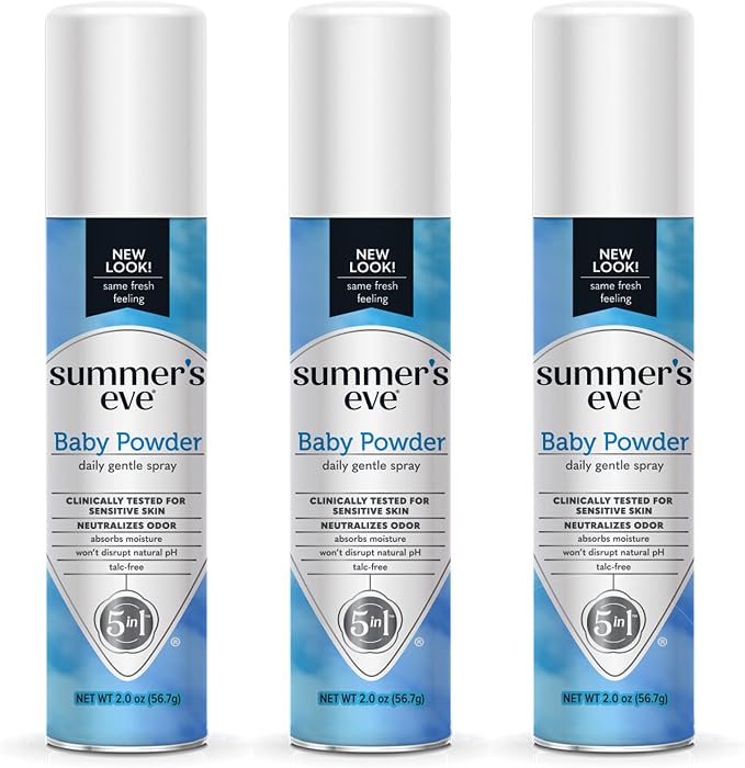 Summer's Eve Baby Powder Spray 3 Pack and Ultimate Odor Control Body Wash with Boric Acid, 15 Fl Oz
