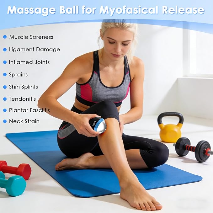 Massage Ice Roller Ball - Cold & Heat Therapy Roller for Deep Tissue Massage Pain Relief, Plantar Fasciitis Roller (Black & Blue)