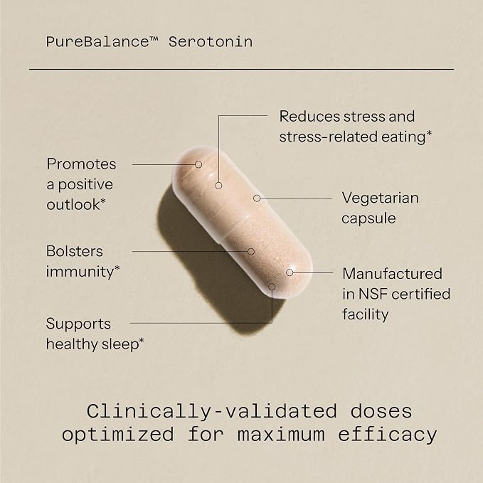Quality of Life Pure Balance Serotonin Premium–Helps Boost Serotonin & Cortisol Levels - Includes 5-HTP, Venetron, Sensoril, Vitamin D3 & L-Theanine–60 Capsules