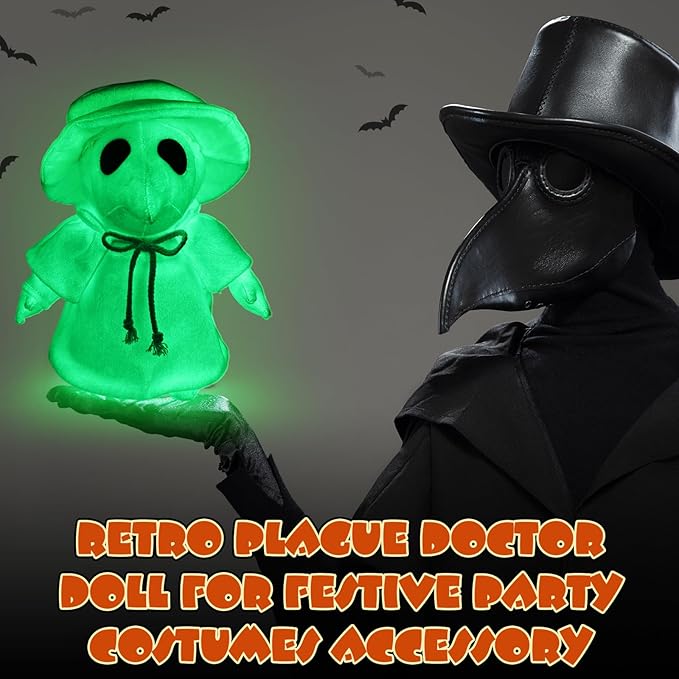 HyDren 2 Pcs Halloween Plague Doctor Plush 12 Inch Raven Doctor Horror Plague White Plushie Dolls Soft Stuffed Animals Gifts for Halloween Christmas Collectible Horror Decors