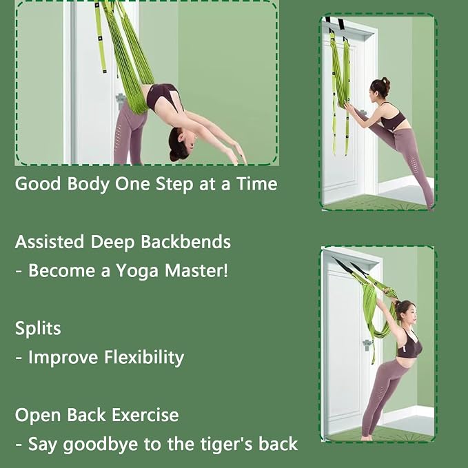 Yoga Stretching Strap,Stretching Equipment with Door Anchor,Back Stretcher for Back Pain, Flexibility Tensile Trainer for Dance Aerial Yoga Ballet Leg Stretching Exercise
