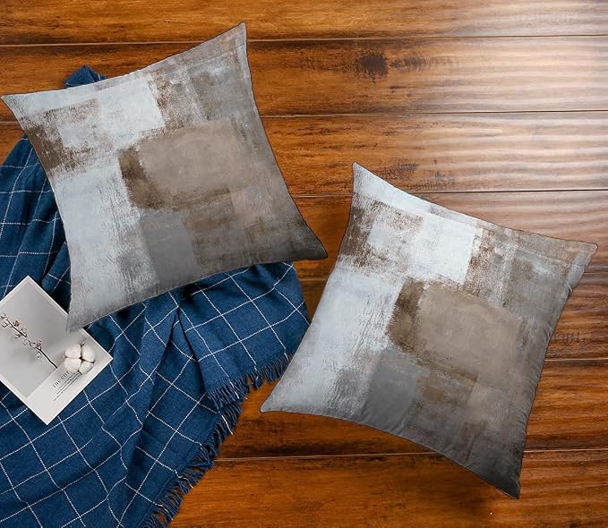 Throw Pillow Covers for Couch, 24x24 Inch, 2 Pack, Brown | Decorative Throw Pillow Covers Cushion Covers for Couch Bedroom Sofa Living Room