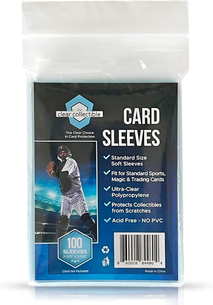 Penny Sleeves for Trading Cards 100 Count Clear Trading Card Sleeves for Baseball, Football, Basketball, Soccer, Pokemon, and MTG Collection. Quality Protection for All Collectors.