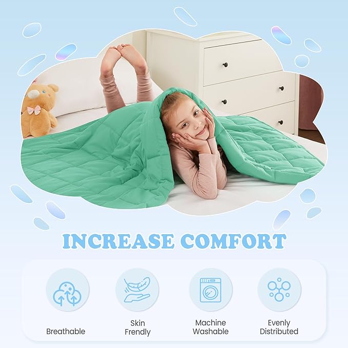 Weighted Blanket - 3 lbs Green Heavy Blanket - Small Size Breathable Lap Blanket(36"x48", 3 lbs)
