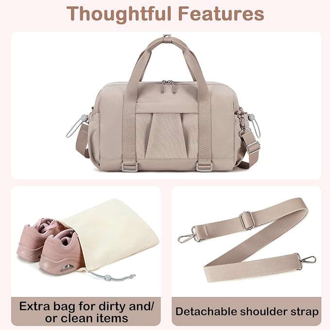 Gym Bag for Women Gym Duffle Bag with Shoe Compartment and Wet Pocket Carry On Overnight Weekender Duffel Bag for Travel Sports Yoga