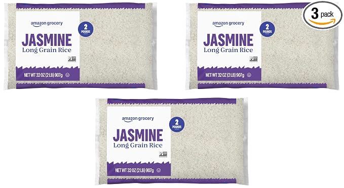 Amazon Fresh Jasmine Rice, 2 Lb | Long Grain | Pack of 3 | Packaging May Vary