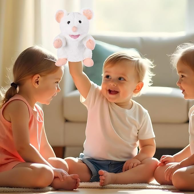 Animal Hand Puppets 11 Inch Sea Turtle Plush Dinosaur Animals Hand Puppet Toys Role-Play Toy Puppets for Kids Storytelling Imaginative Pretend Play Teaching Preschool(Rat)