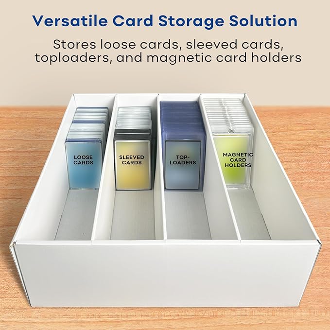 Fageverld 2-Pack Trading Card Storage Box, 3200 Count Cardboard 4 Row Card Box for MTG TCG Baseball Sports Cards Collection, Top loader Storage Boxes, includes Card Dividers & Stoppers