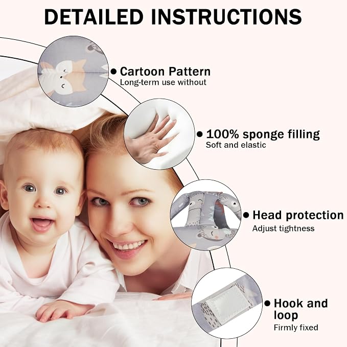 Baby Head Protector Baby Helmet for Crawling Walking, No Bumps Safety Head Adjustable Protective Cap for Walking, Playing (Fox)