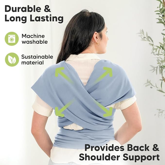 KeaBabies Baby Wrap Carrier - All in 1 Original Baby Carrier Newborn to Toddler Sling, Easy to Wear, Hands Free Bonding, Lightweight, Breathable Infant Wraps (Powder Blue)
