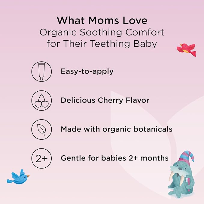 Hyland’s Oral Soothing Gel Combo Pack - .53 oz, 2-Count, Organic Cherry Flavor - Soothing Daytime and Nighttime Support for Teething & Oral Discomfort