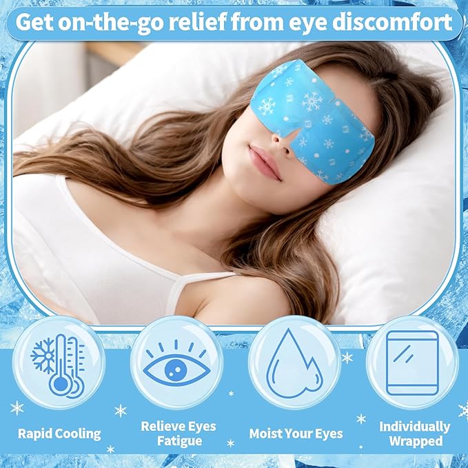 Newcotte 36 Pack Cooling Eye Masks Mint Scented Disposable Hydrogel Eye Patches for Puffy, Dark Circles, Dry Eyes Cooling Sensation Individually Wrapped Travel Size Relaxation Gifts for Men Women
