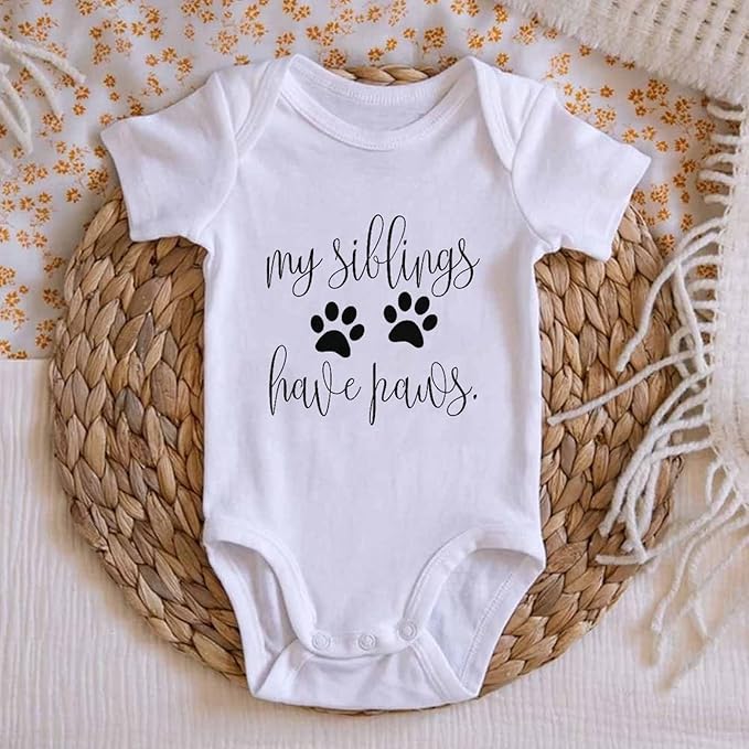 listery My Siblings Have Funny Paws Bodysuit Have Paws Baby Bodysuit Baby Paws Romper Dog Baby Bodysuit