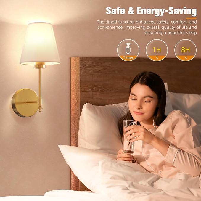14.5 inch Battery Operated Wall Sconce Set of 2,Gold Rechargeable Wall Lights with 10400mAh Dimmable Detachable Bulbs and Remote,9 Colors Wireless Sconces for Bedroom Living Room Hallway Decor