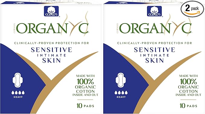 Organyc - 100% Certified Organic Cotton Feminine Pads - Heavy Flow, 10 Count (Pack of 2) (B003ART1JG)