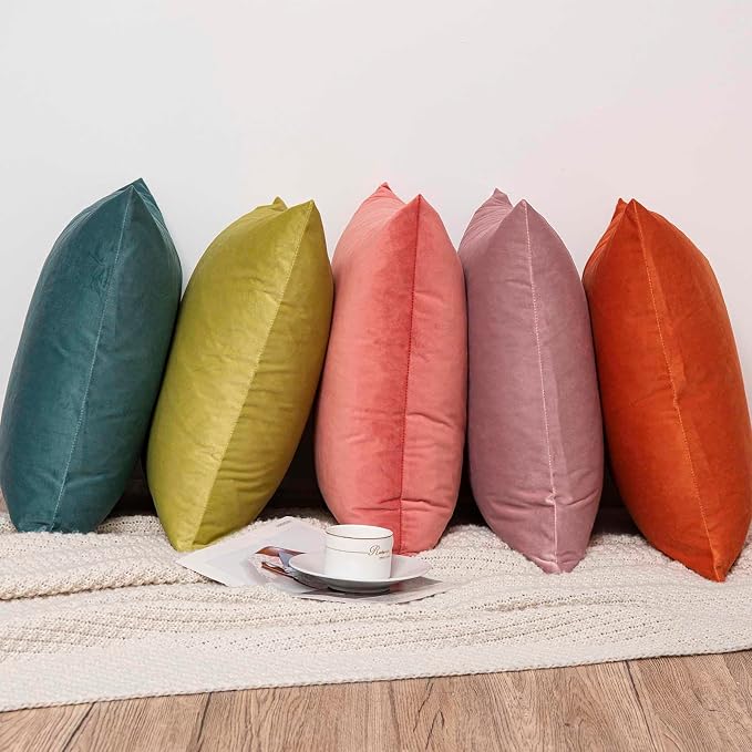 14x24 Pillow Covers Set of 2 Decorative Velvet Throw Pillow Covers,Coral | Luxury Soft Cushion Covers with Invisible Zipper for Couch Sofa Bed Living Room Bedroom Home Decor