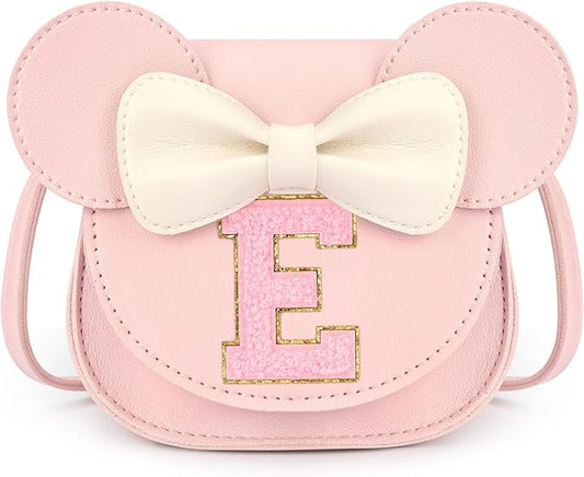mibasies Toddler Purse Girl Gifts: Girls Birthday Gifts for 3-8 - Toys for Ages 2-4 Girls Mouse Ears Purse, Pink, Letter E
