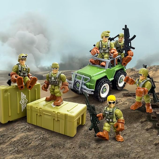Army Men Soldiers Toy Set, Army Men with Weapons Military Playset with 2 Cases 1Truck 1Screwdriver,Birthday Gift for Toddler Boys