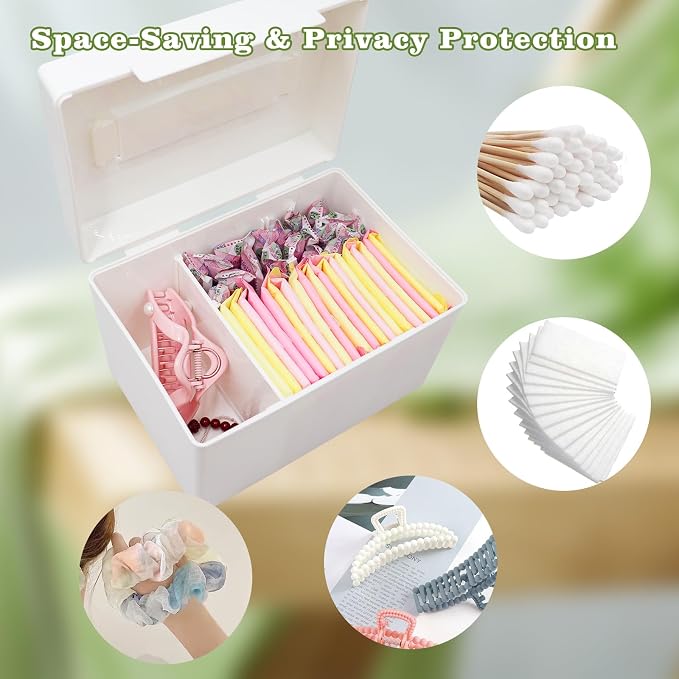 White Plastic Tampon Holder, Bathroom Organizer with Handle, Feminine Product Organizer, Tampon Case