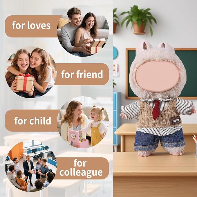 Coolcandy 17cm Doll Clothes, Fashionable Dolls Outfit with Accessories Suit, Stylish Adorable Dolls Clothes Set, Soft Fabric, Detailed Stitching(Doll Not Included)